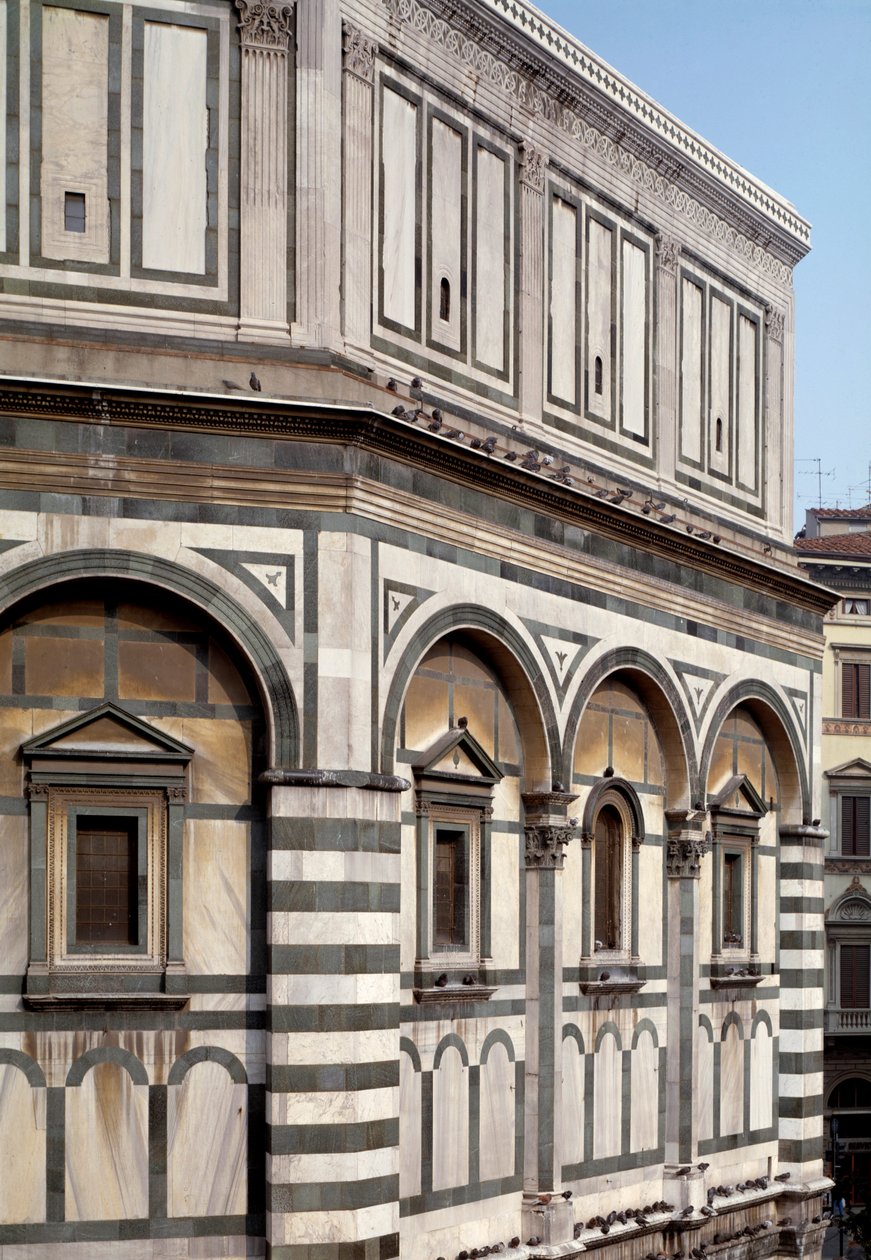 Vnější pohled na Baptistery St John the Baptist (Florence Baptistery) od Romanesque