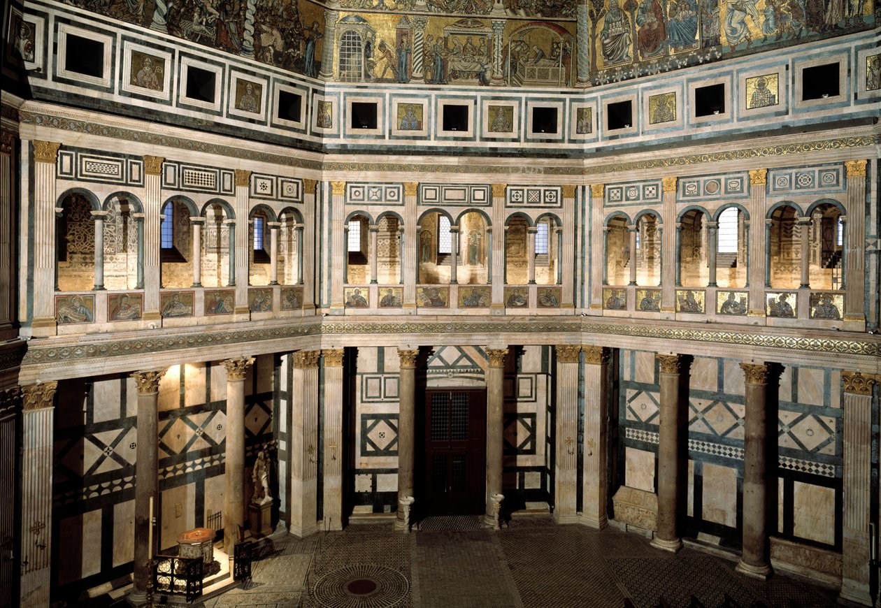 Vnitřní pohled na Baptisterium sv. Jana Křtitele (Florence Baptistery) od Romanesque