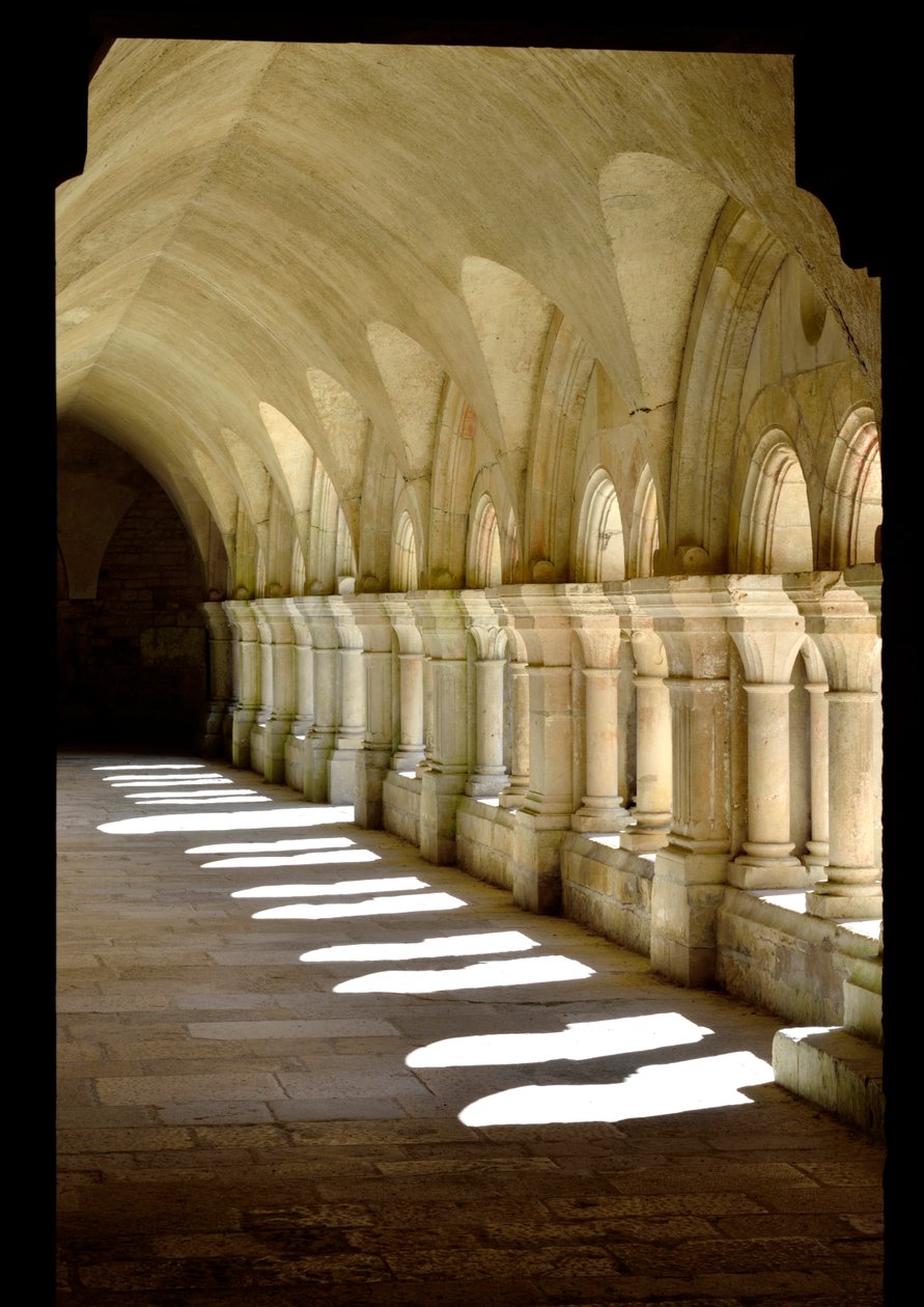 Románská architektura: galerie ambitu cisterciáckého opatství Fontenay, Burgundsko od Romanesque