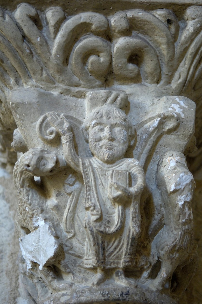 Románské umění: detail hlavního města kostela Saint Blaise, Lacommande (Atlantické Pyreneje) od Romanesque