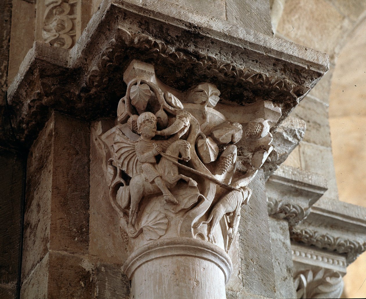 Lov svatého Eustace (vyřezávané hlavní město) od Romanesque