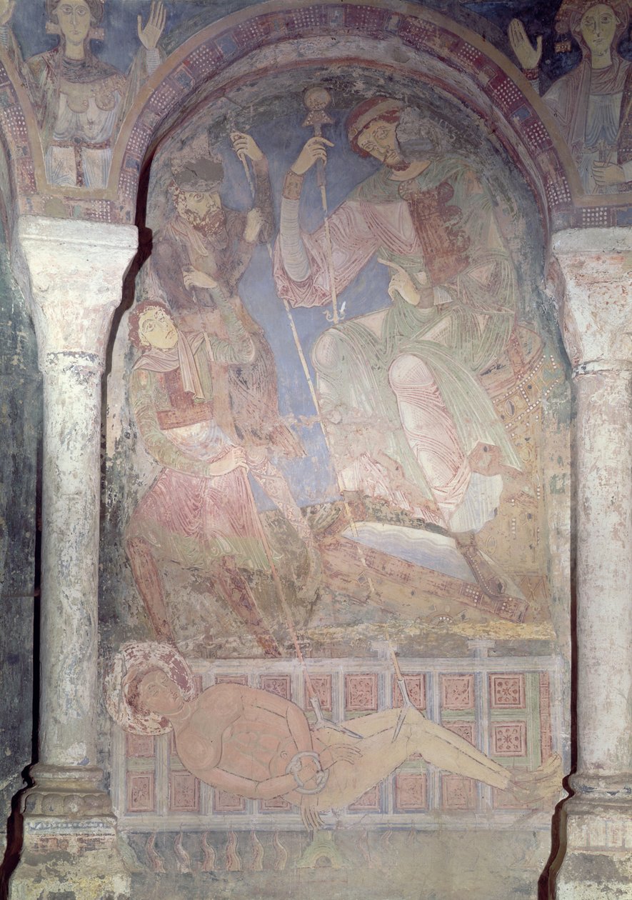 Umučení svatého Vavřince za přítomnosti prefekta Dacien, počátek 12. stol. od Romanesque