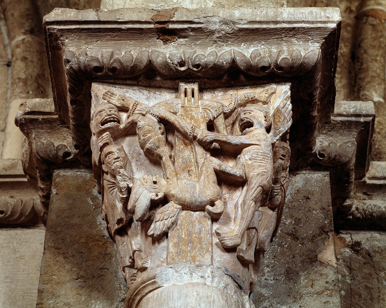 Vize svatého Antonína Paduánského (vyřezávané hlavní město) od Romanesque