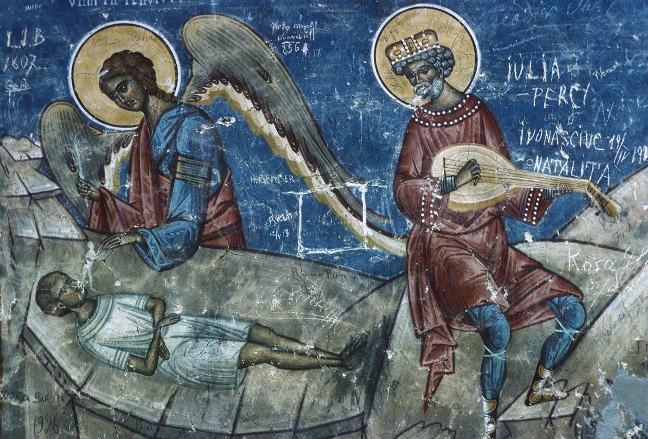 Smrt spravedlivých, detail z Posledního soudu, 1547-50 od Romanian School