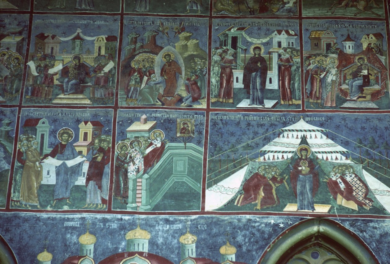 Hymnus k Panně Marii, jižní stěna kostela, kolem 1601 od Romanian School