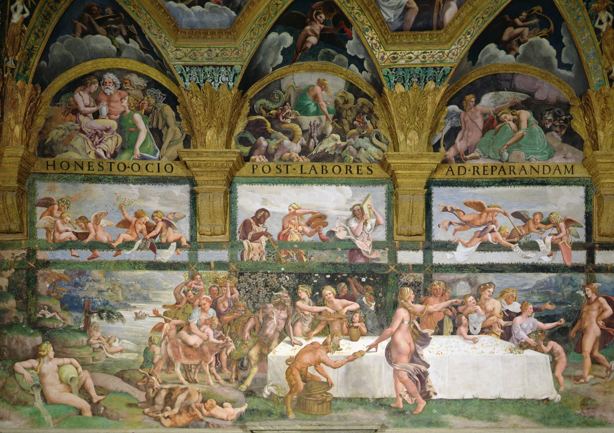 Komnata Amor a Psyché, Přípravy na banket bohů na svatbu Amora a Psyché od Romano Giulio