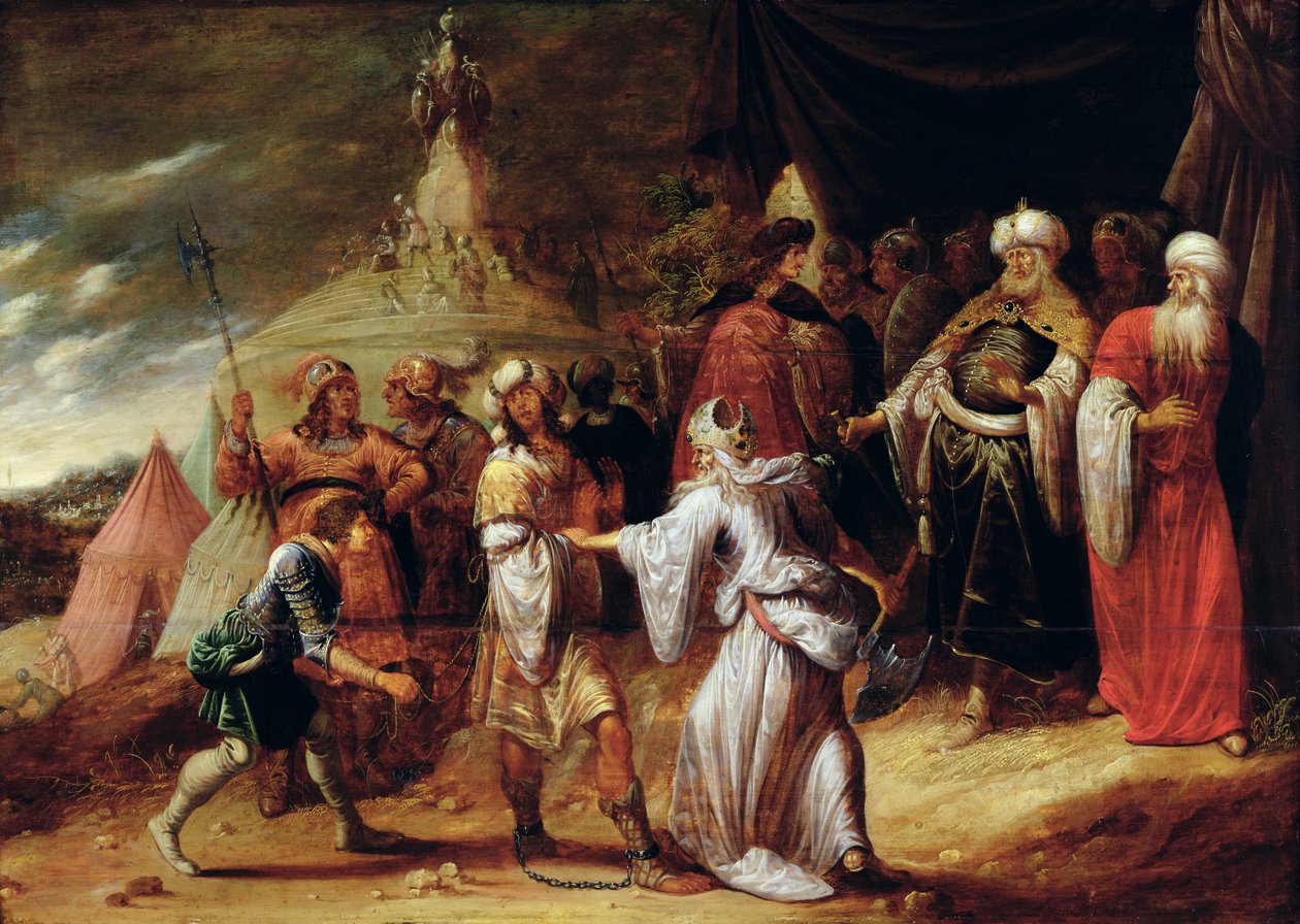 Samuel Killing Agag, král Amalekitů (olej na panelu) od Rombout van Troyen