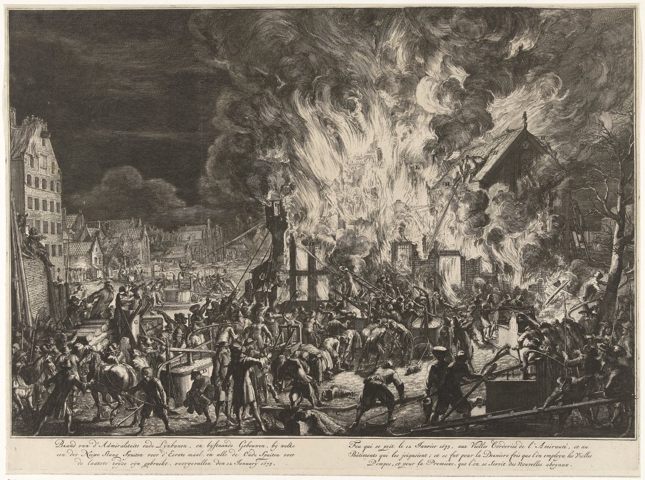 Požár v liniích admirality, 1673 Požár starého Lijnbaansu admirality a přilehlých budov (…) nastal 12. ledna 1673 / Feu qui se prit le 12. ledna 1673, auxvielles Corderies de l