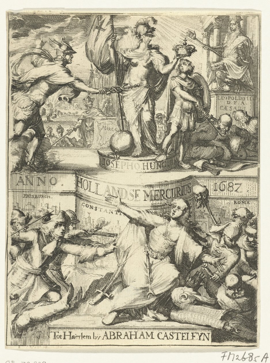 Titulní strana pro holandský Merkur o roku 1687 od Romeyn de Hooghe (attributed to)