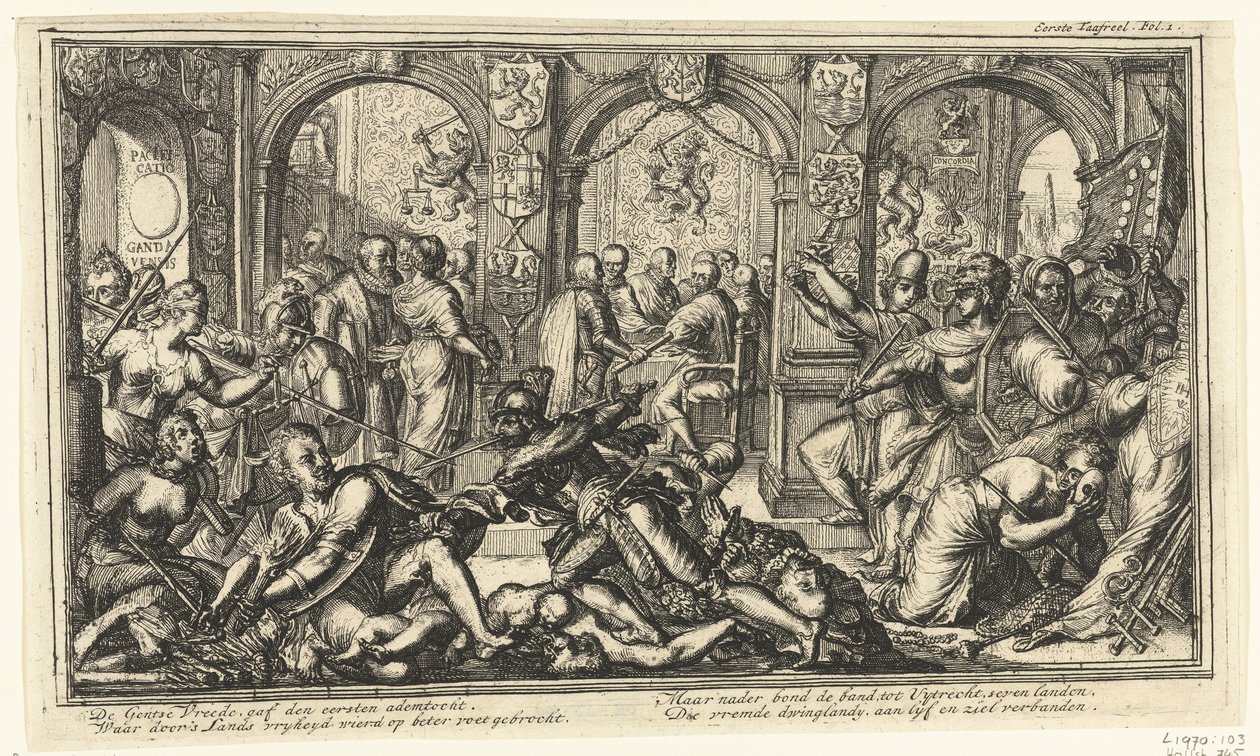 Alegorie Utrechtské unie, 1579 od Romeyn de Hooghe