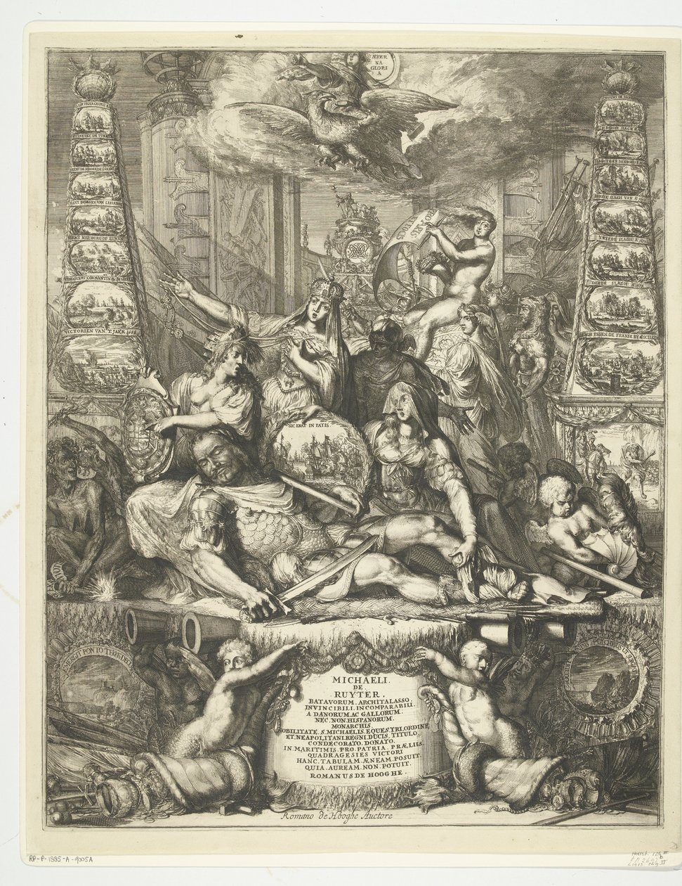 Alegorie smrti Michiela de Ruytera, 1676 od Romeyn de Hooghe
