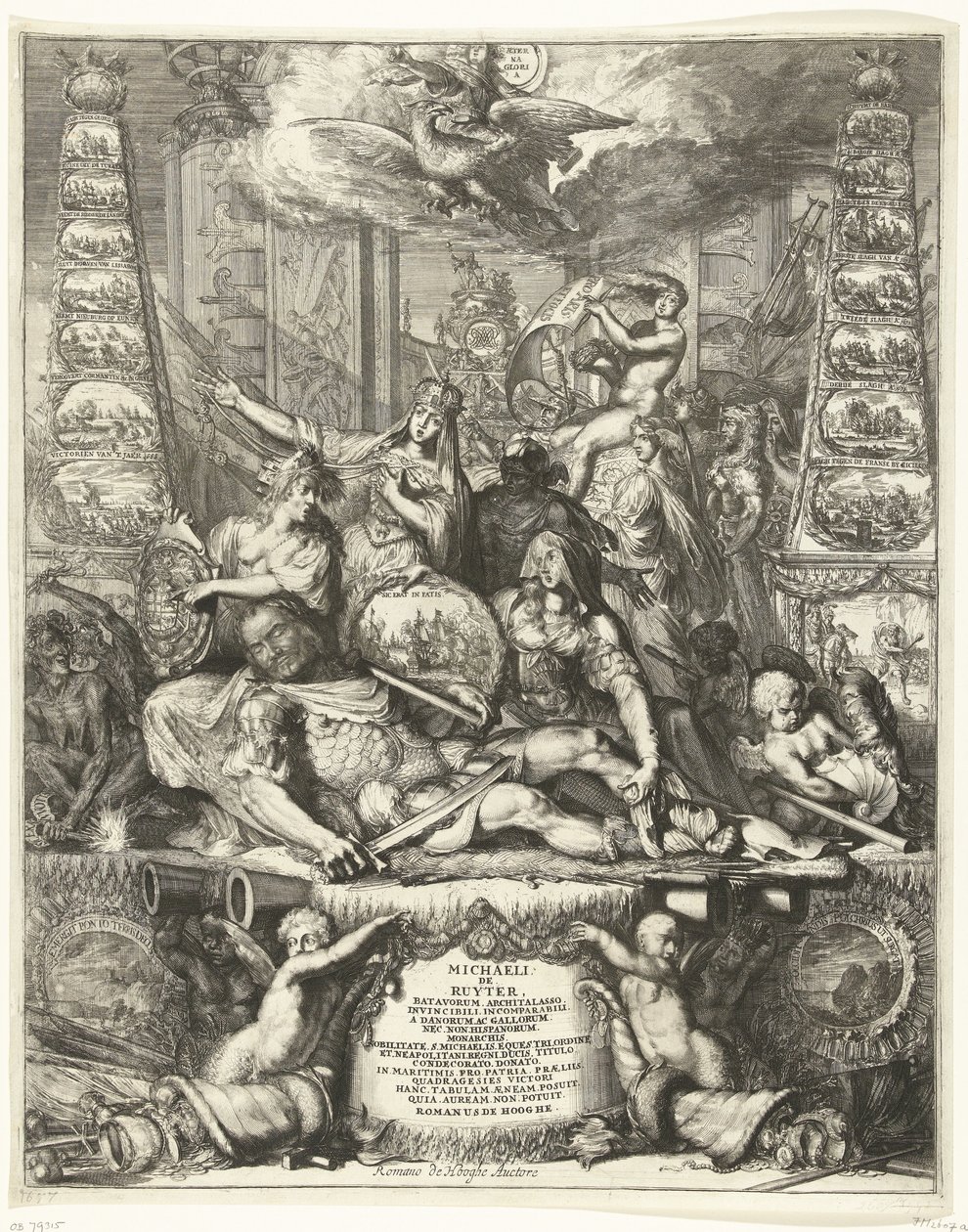 Alegorie smrti Michiela de Ruytera, 1676 od Romeyn de Hooghe