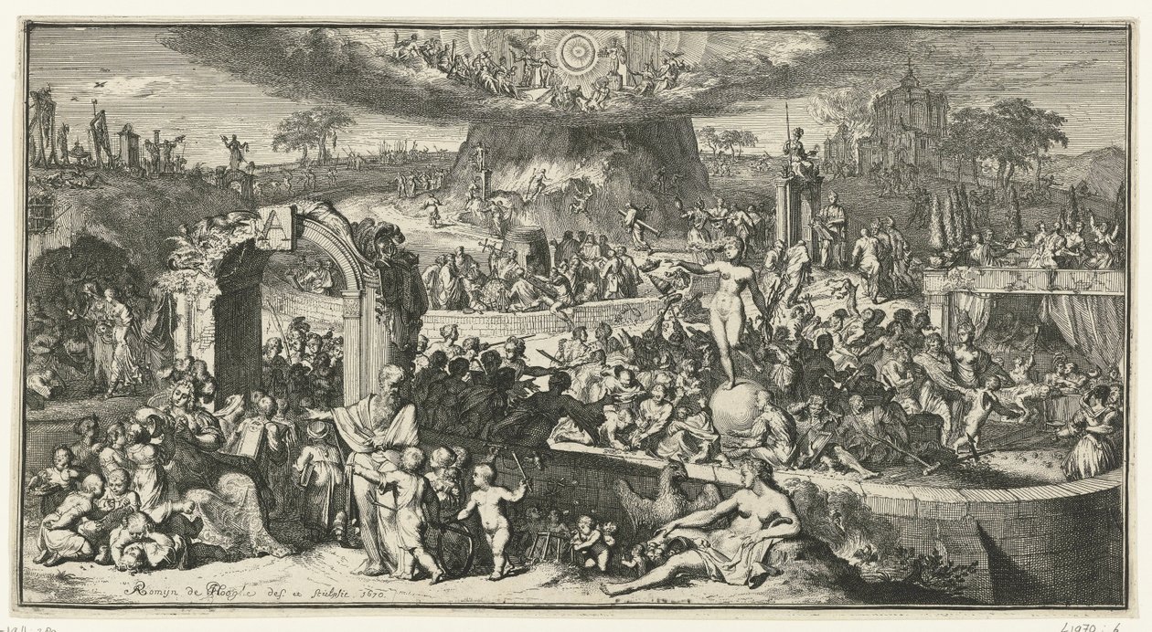 Alegorické znázornění s Tabula Cebetis od Romeyn de Hooghe