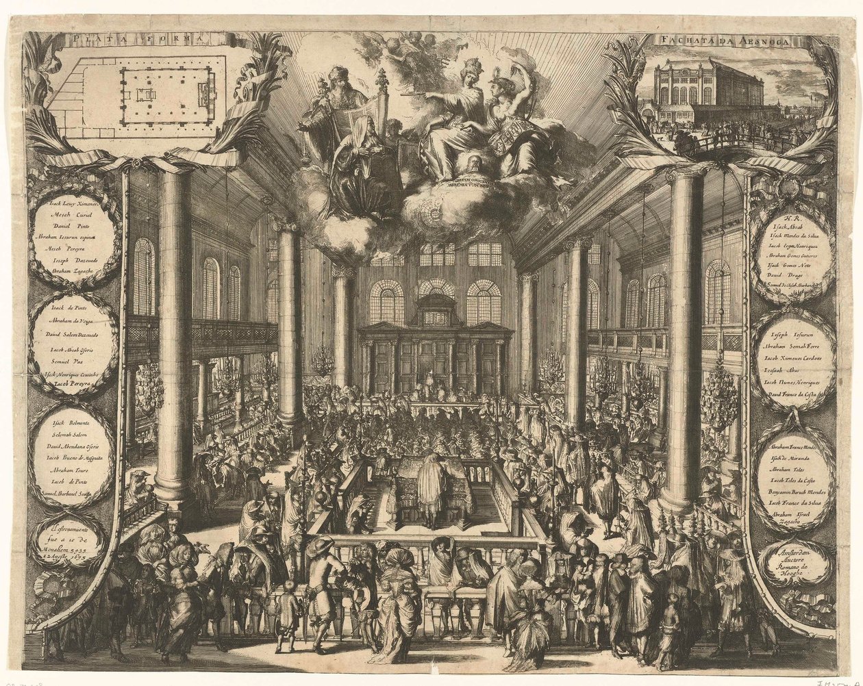 Inaugurace portugalské synagogy v Amsterdamu, 1675 od Romeyn de Hooghe