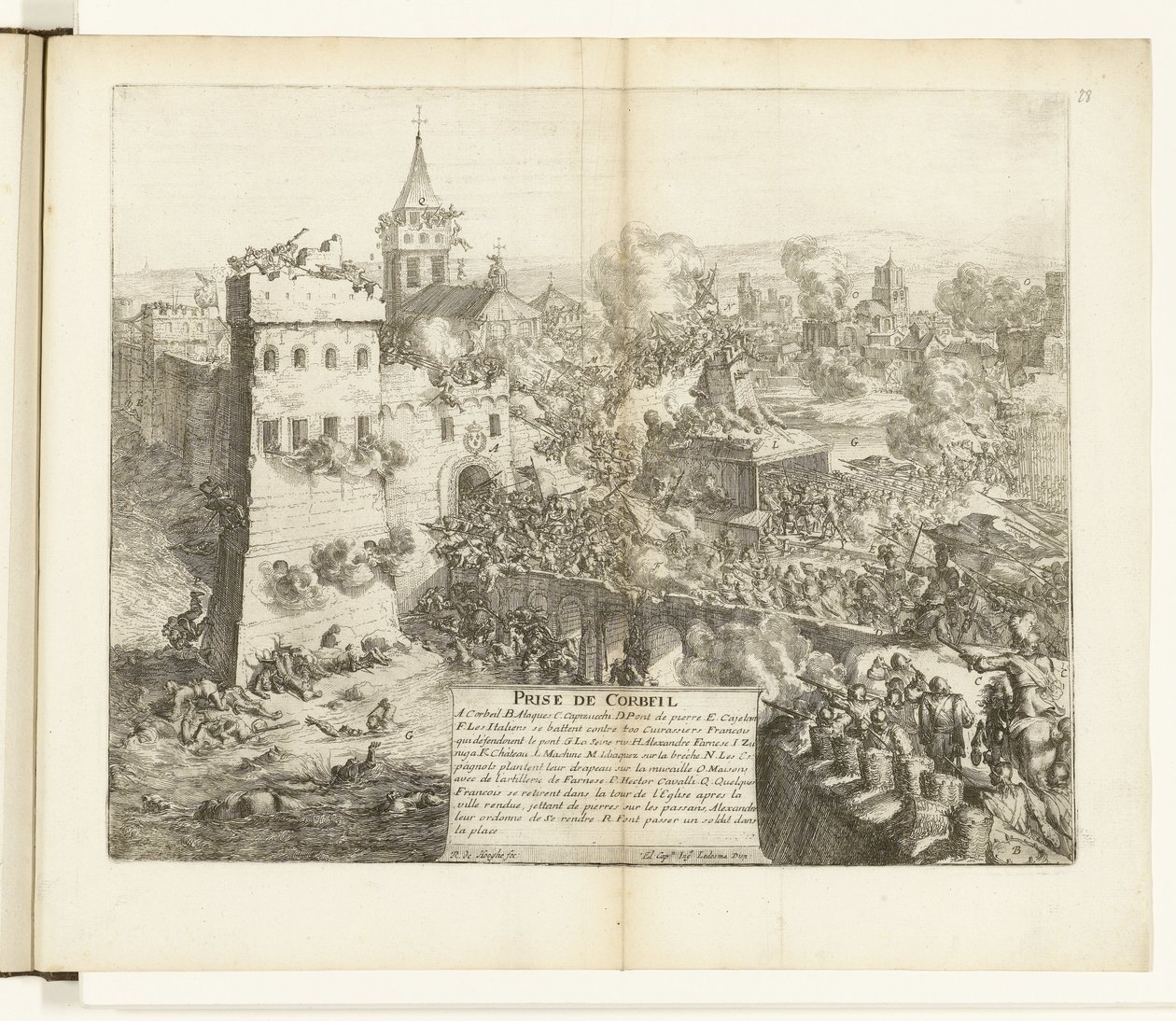 Inname van Corbeil, 1590 Zajetí Corbeila (název na objektu) Wars of Flanders (název série) od Romeyn de Hooghe