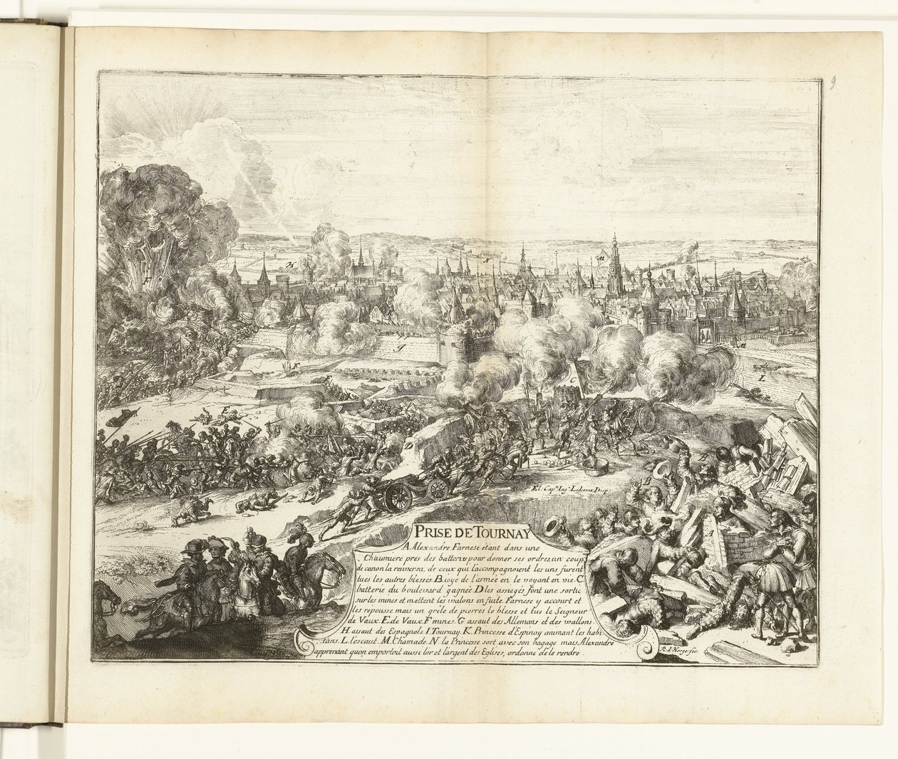 Dobytí Tournai, 1581 Prize de Tournay (titul na předmětu) Guerres de Flandres (název série) od Romeyn de Hooghe
