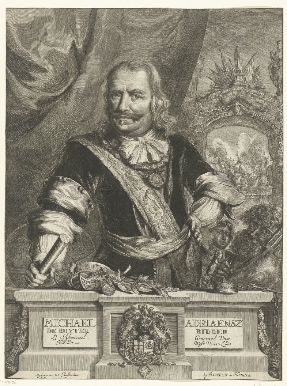 Portrét Michiela de Ruytera Michael Adriaensz de Ruyter Knight Lt Admirael generál Van Hollandt a West Vrieslandt (titul na předmětu) od Romeyn de Hooghe