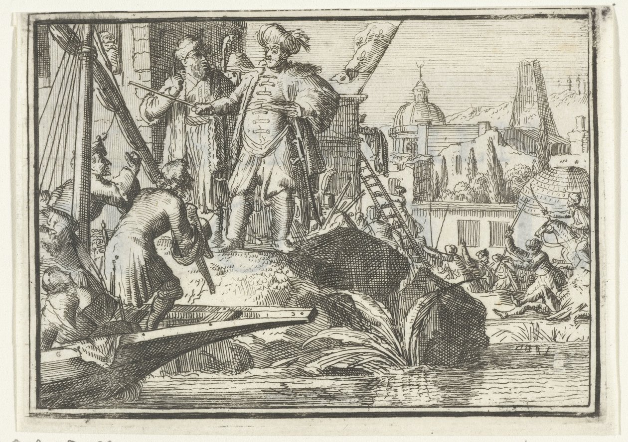 Titulní strana brožury: The Shaved Hope, 1702 The Shaved Hope (název na objektu) Esopus v Evropě (název série) od Romeyn de Hooghe