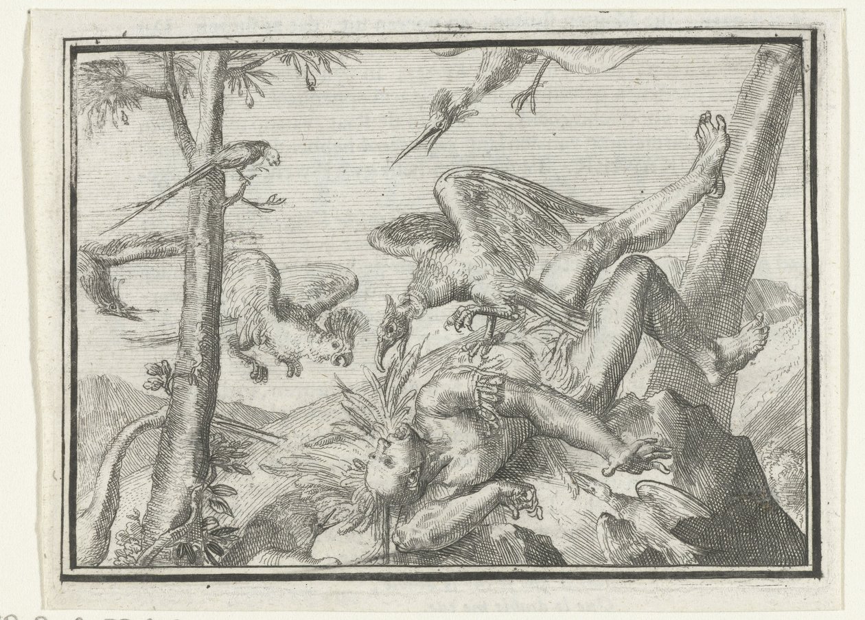 Titulní strana brožury: De Geplukte Tapoeijer, 1702 De Plukte Tapoeijer (název na objektu) Esopus v Evropě (název série) od Romeyn de Hooghe