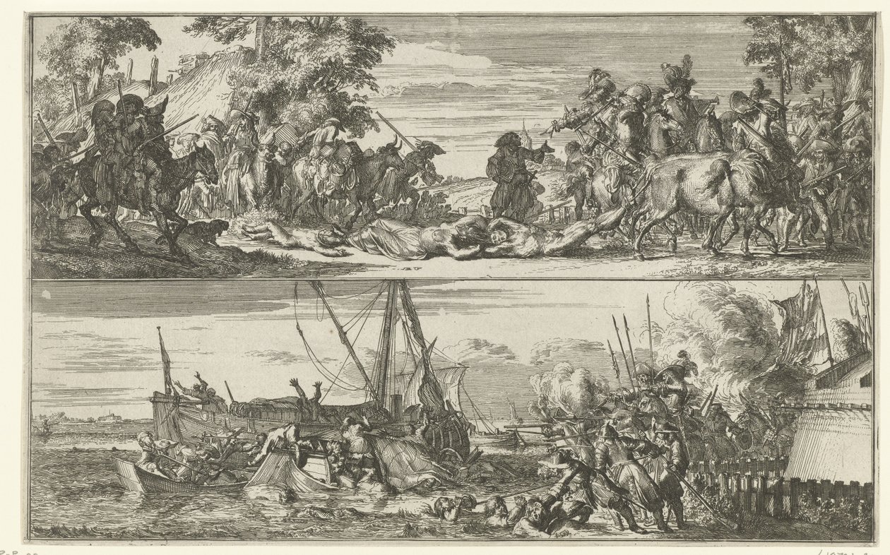 Dvě zobrazení francouzských zvěrstev, 1672 od Romeyn de Hooghe