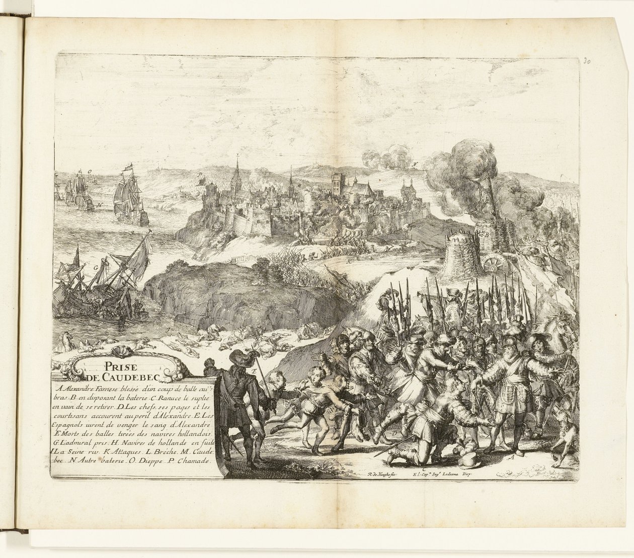 Verovering van Caudebec, 1592 Capture of Caudebec (název na objektu) Wars of Flanders (název série) od Romeyn de Hooghe