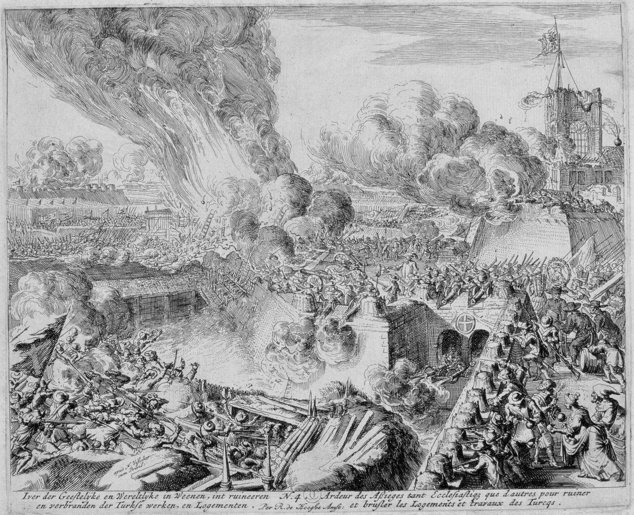 Vídeňský tiskový cyklus, Obrana opevnění Vídně civilisty, 1683 od Romeyn de Hooghe