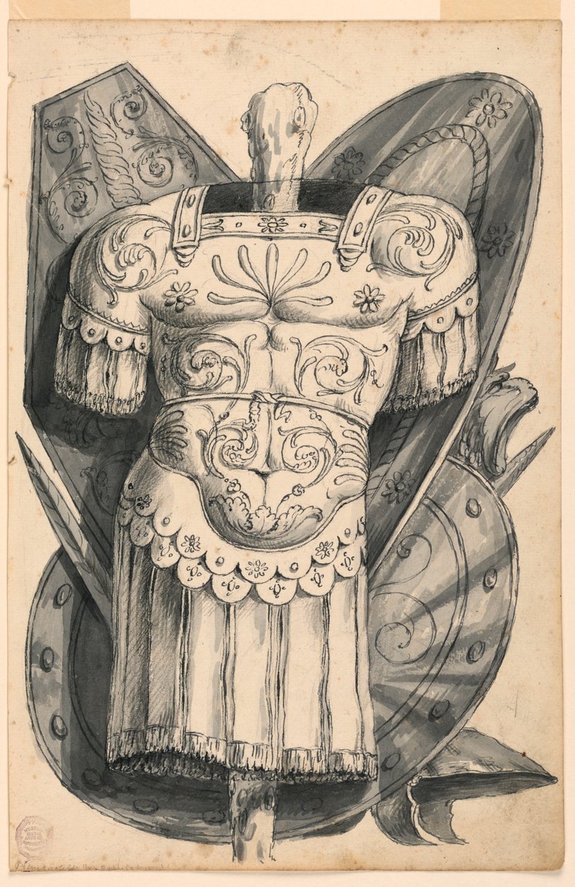 Kresba, trofej se zbraněmi, 1830-1850 od Romolo Achille Liverani