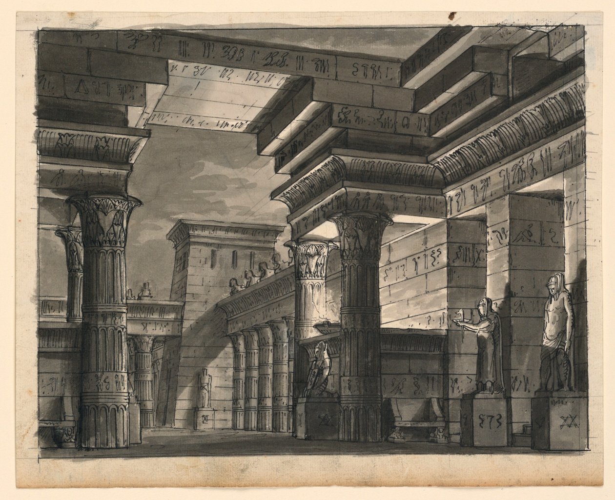 Scéna, Egyptské Budovy od Romolo Achille Liverani