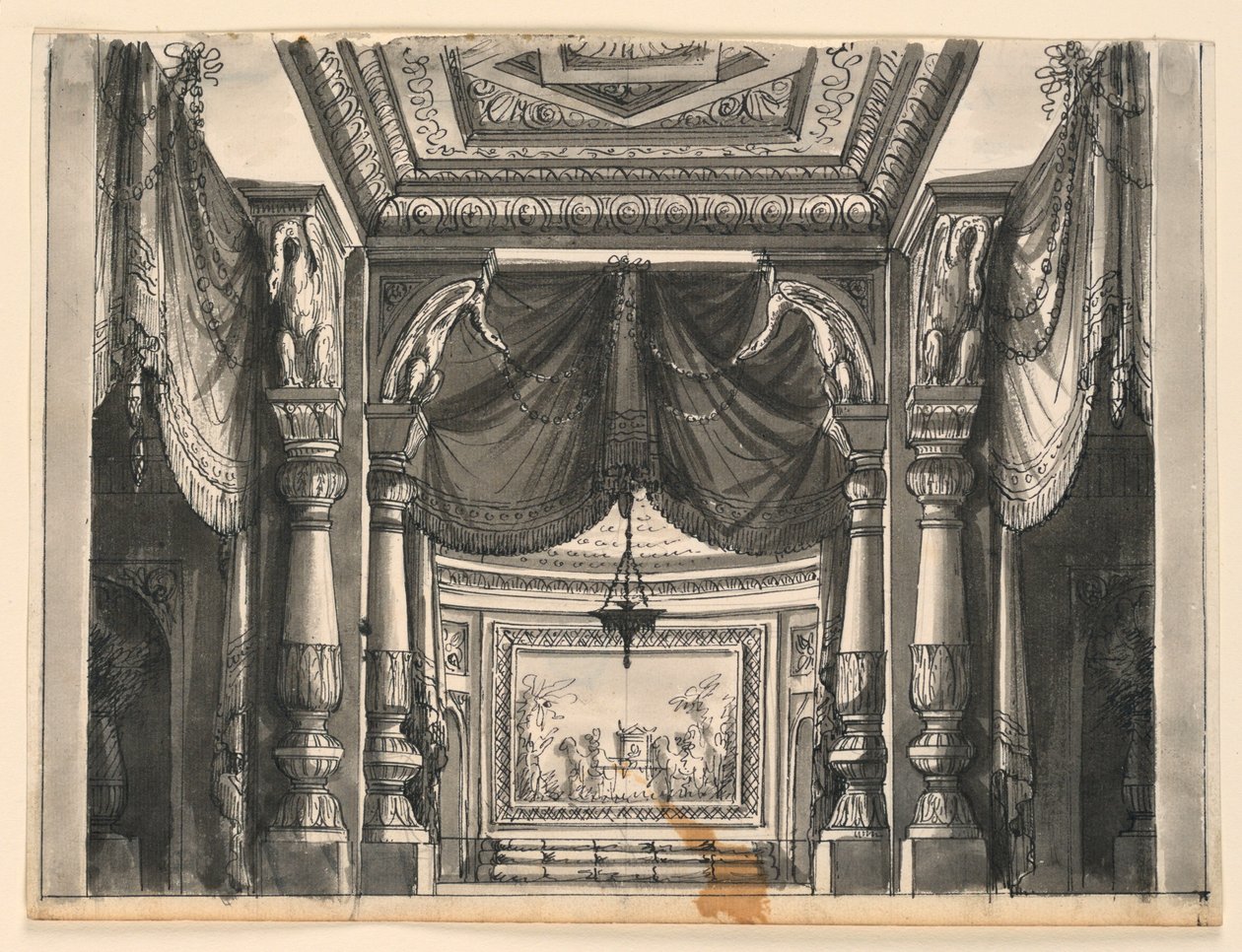 Scéna, interiér orientálního paláce od Romolo Achille Liverani