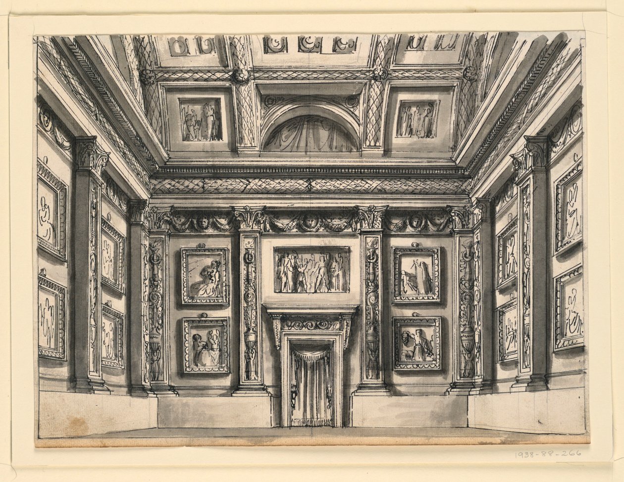 Scéna, interiér paláce od Romolo Achille Liverani