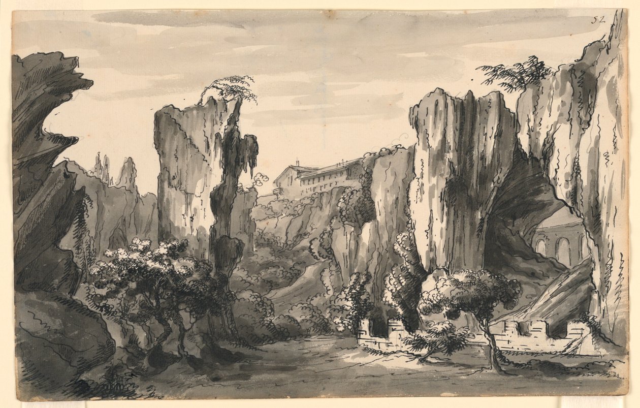Scéna, Rocky Valley s budovami od Romolo Achille Liverani