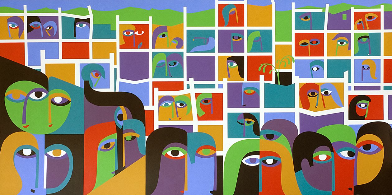 Desolation and Regeneration, 1987 (akryl na palubě) od Ron Waddams