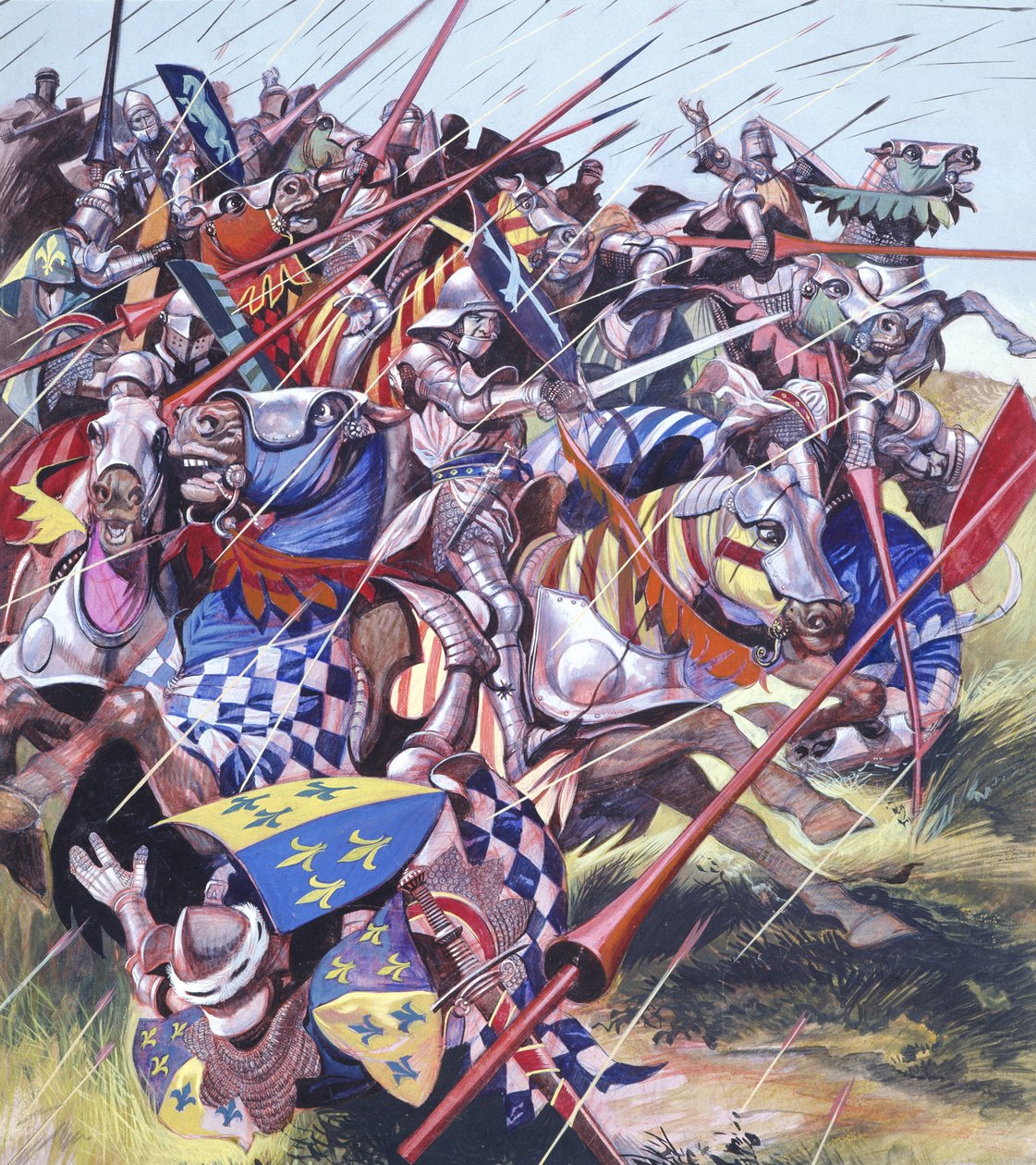 Agincourt - Nemožné vítězství 25. října 1415 (kvaš na papíře) od Ron Embleton