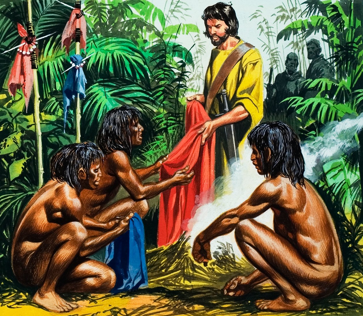 Marco Polo, hrozba kanibalů, 20. století (kvaš na papíře)) od Ron Embleton