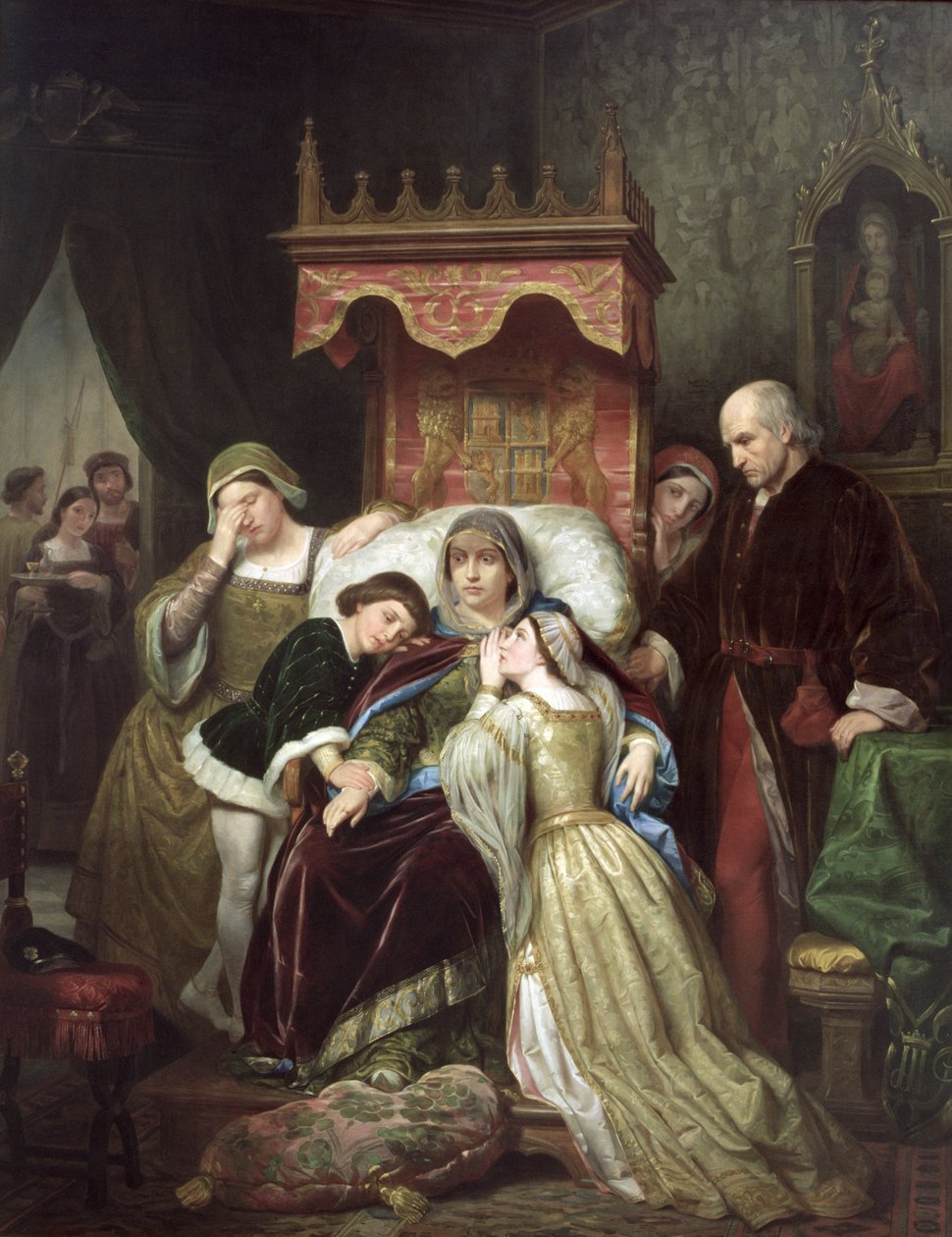 Šílenství Isabely Portugalské, kolem roku 1855 (olej na plátně) od Roque Pelegri