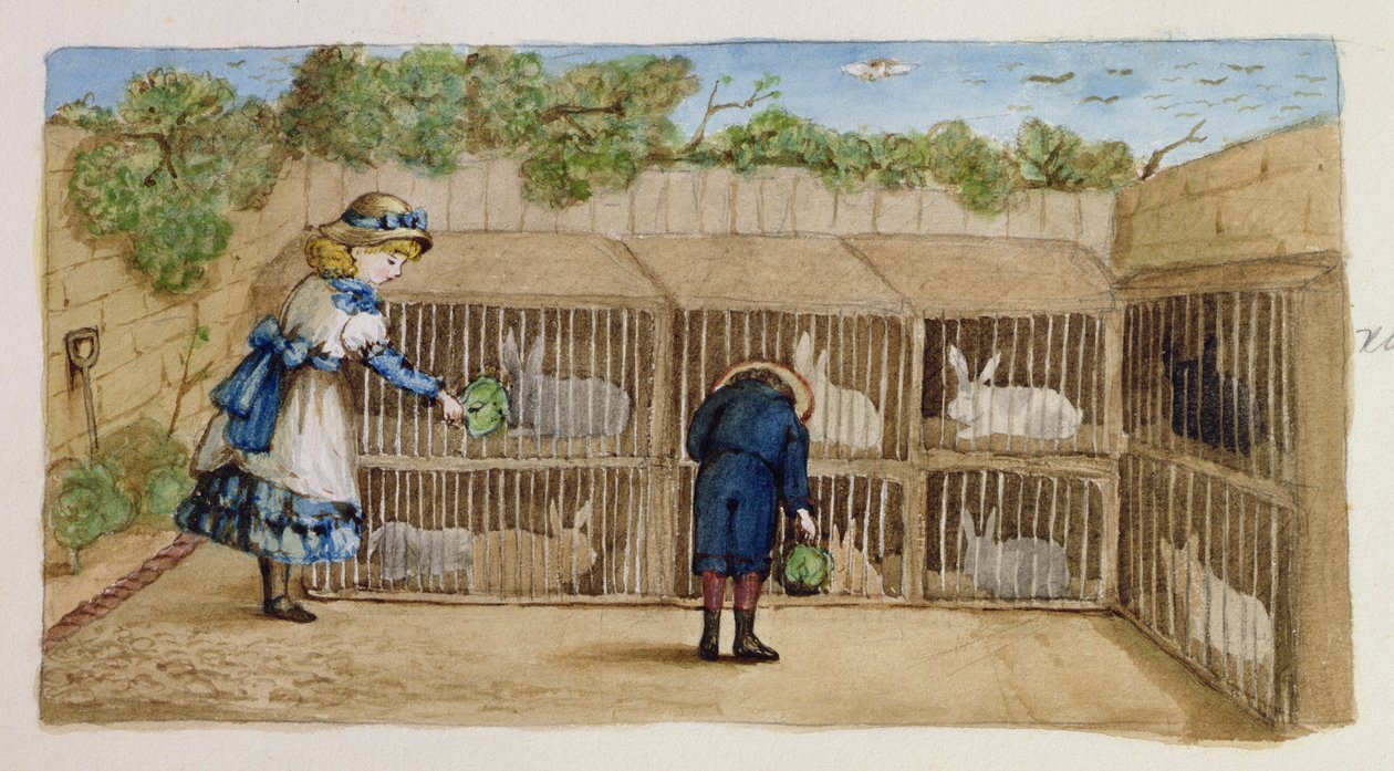 Krmení králíků, 1883 od Rosa Clementina Petherick