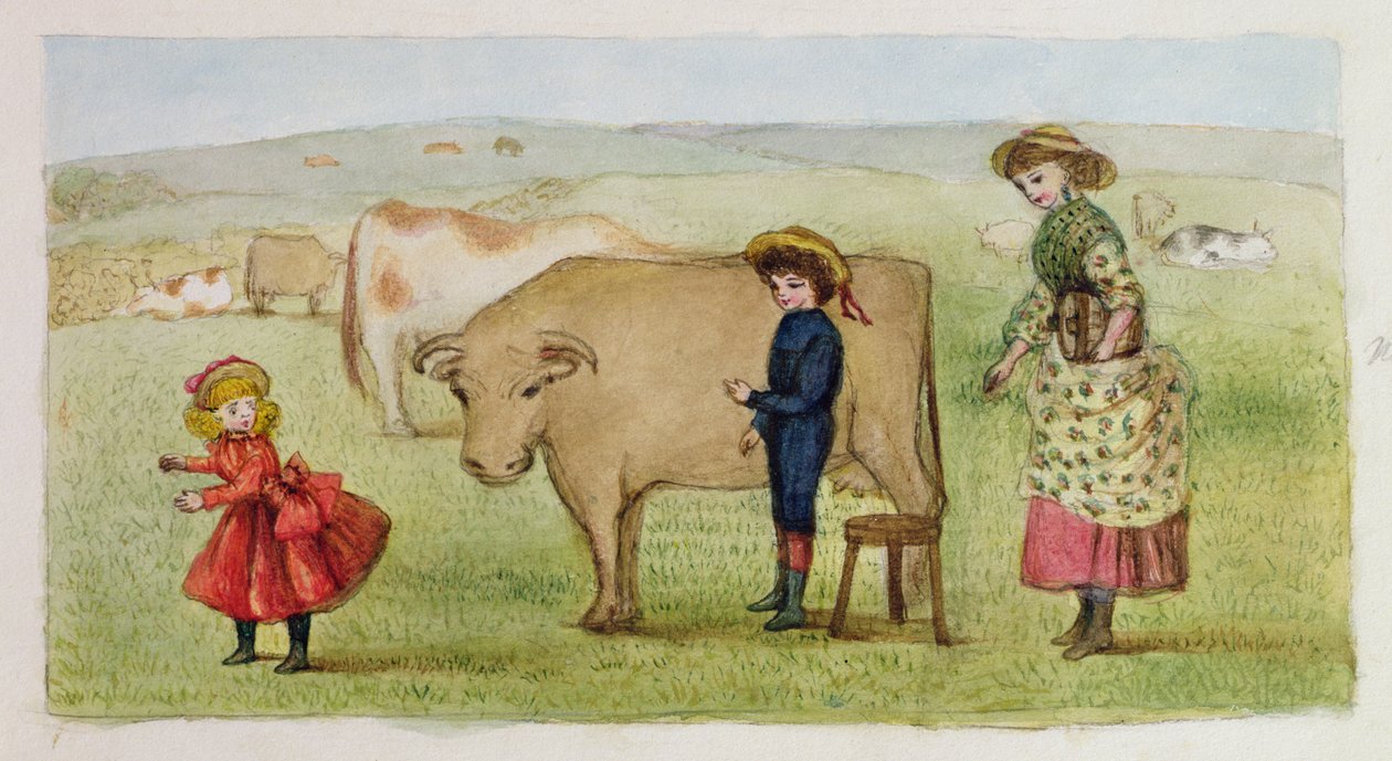 Milking Time, Addiscombe, 1883 od Rosa Clementina Petherick