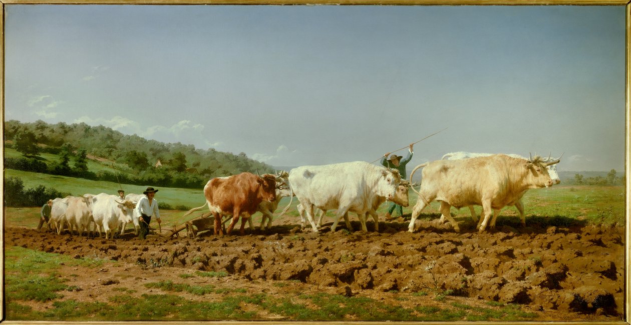 Nivernaiská orba, potápějící se Obraz Marie Rosalie Bonheur dit Rosa Bonheur (1822-1899) 1849 Ne. 1,3 x 2,6 m Paříž, Musee d