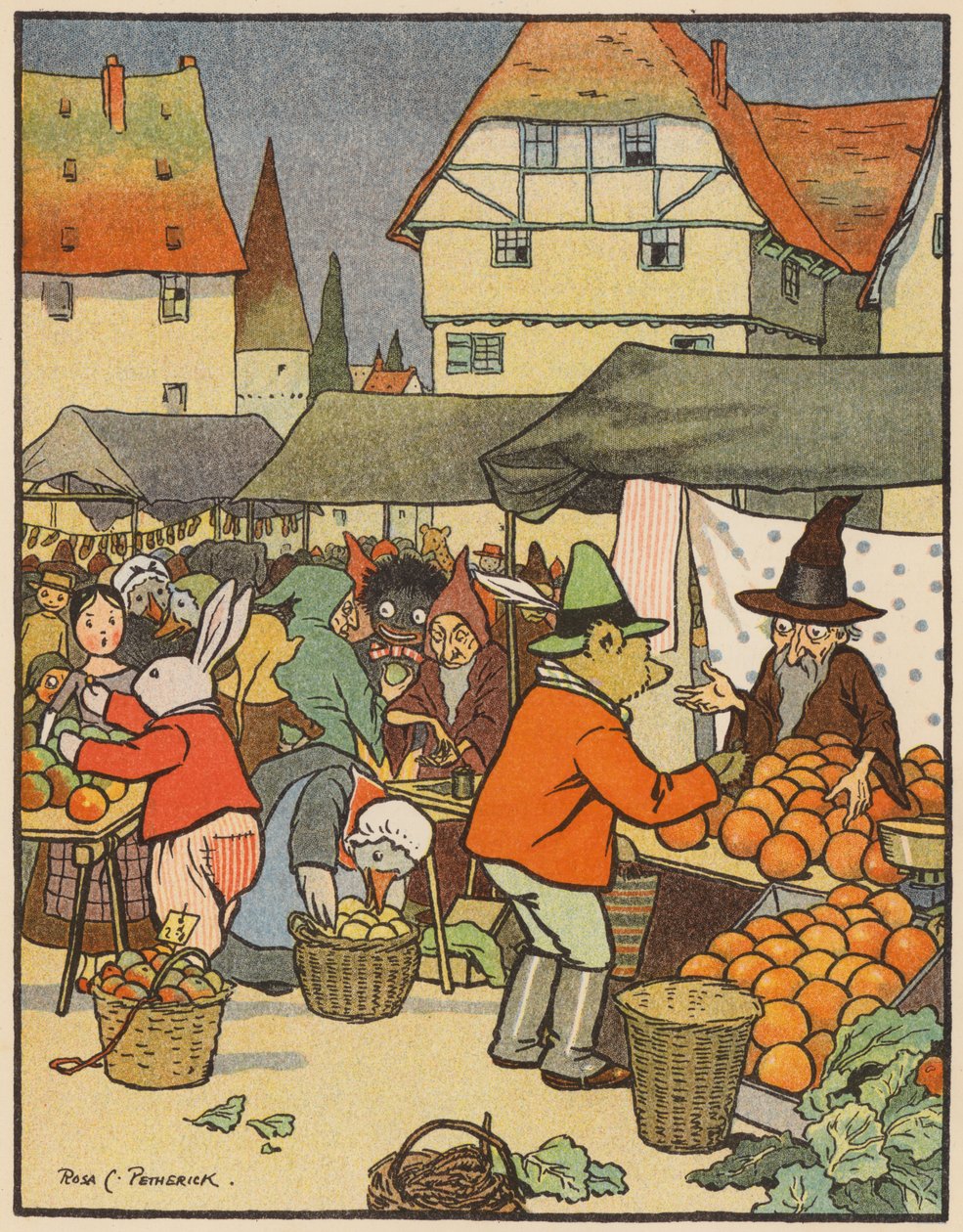 Na trhu her (barevná litografie) od Rosa Petherick