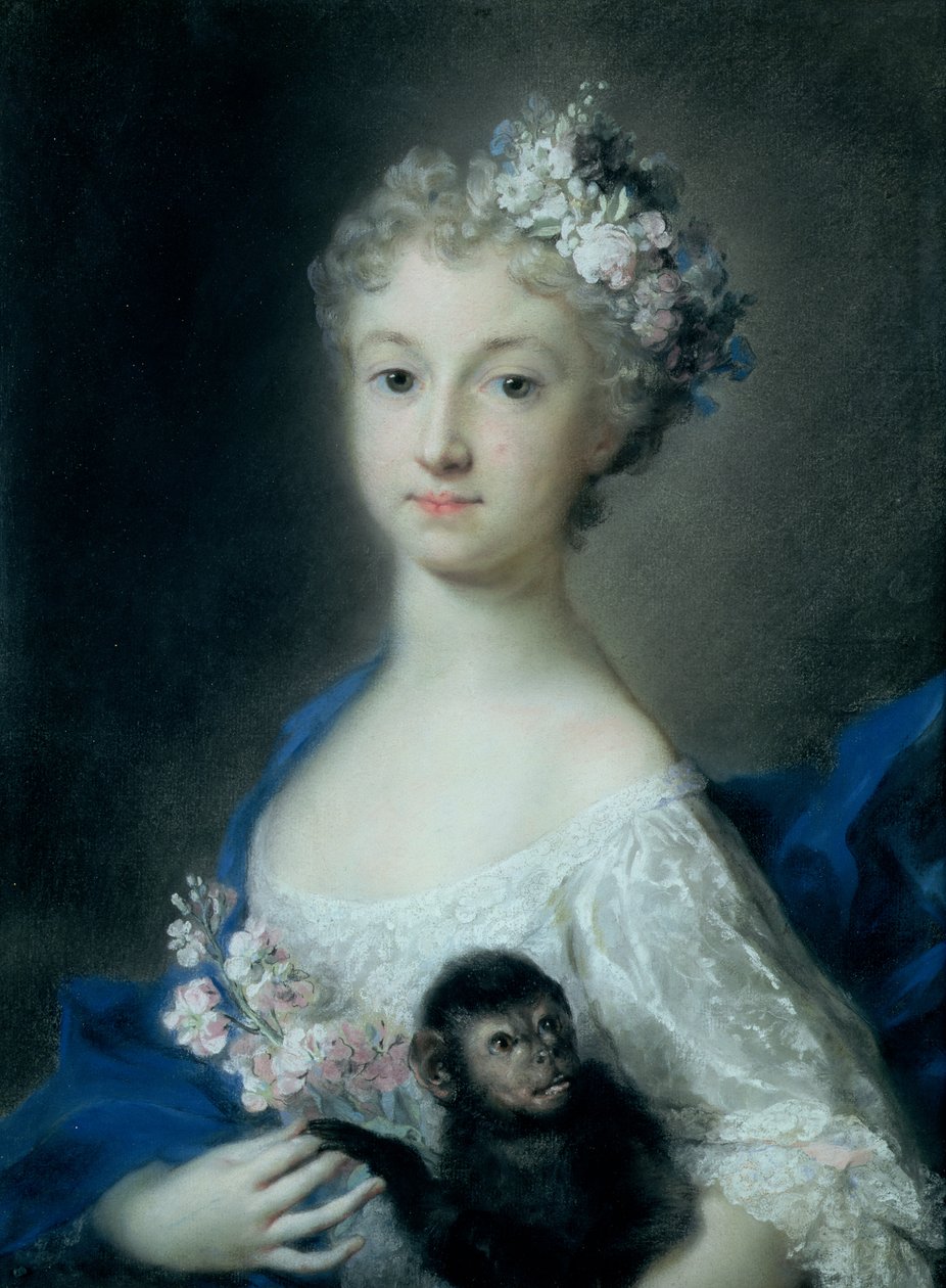 Dívka drží opici (pastel) od Rosalba Giovanna Carriera