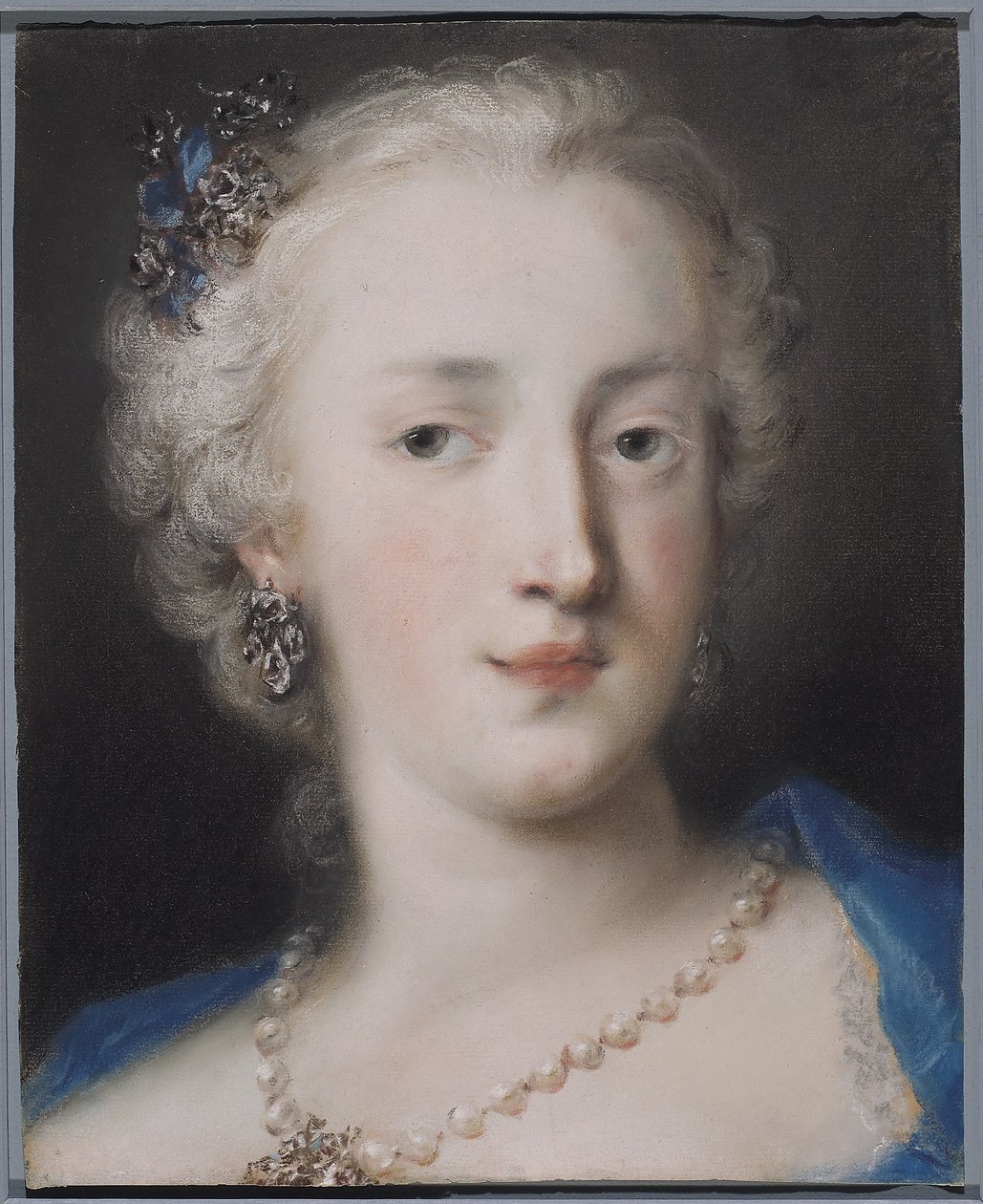 Portrét ženy, začátek 18. století (pastel na modrém položeném papíře) od Rosalba Giovanna Carriera