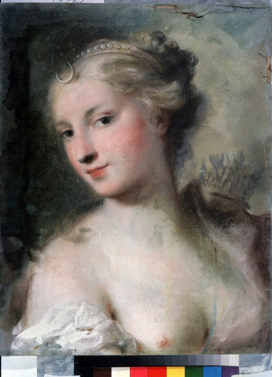 ""Diane"" (Diana) Pastelový obraz od Rosalby Giovanna Carriera (1657-1757) kolem roku 1746 Puškinovo muzeum, Moskva od Rosalba Giovanna Carriera