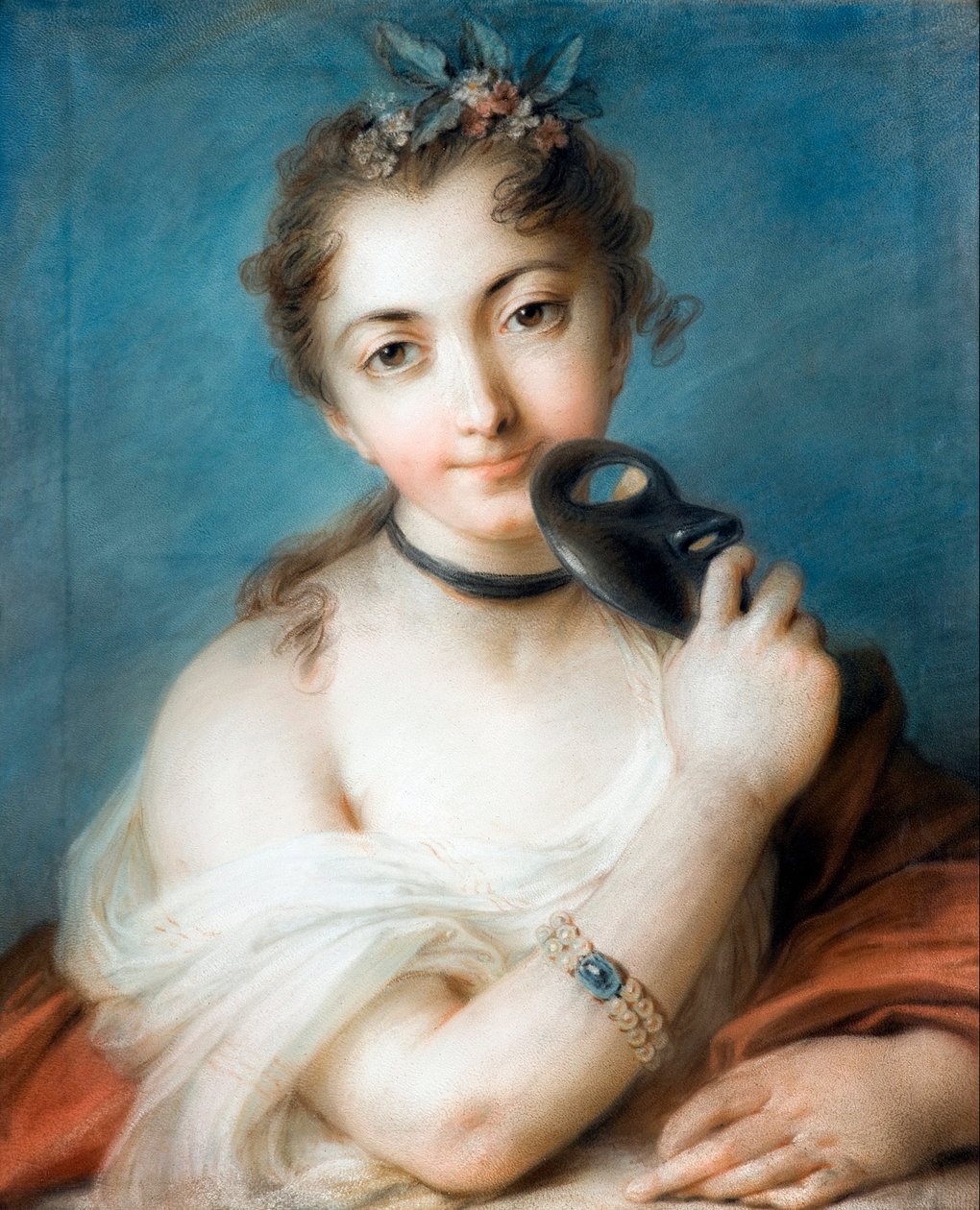 Portrét dámy s maskou Obraz Rosalba Carriera (1675-1757) 18. století Soukromá sbírka od Rosalba Giovanna Carriera