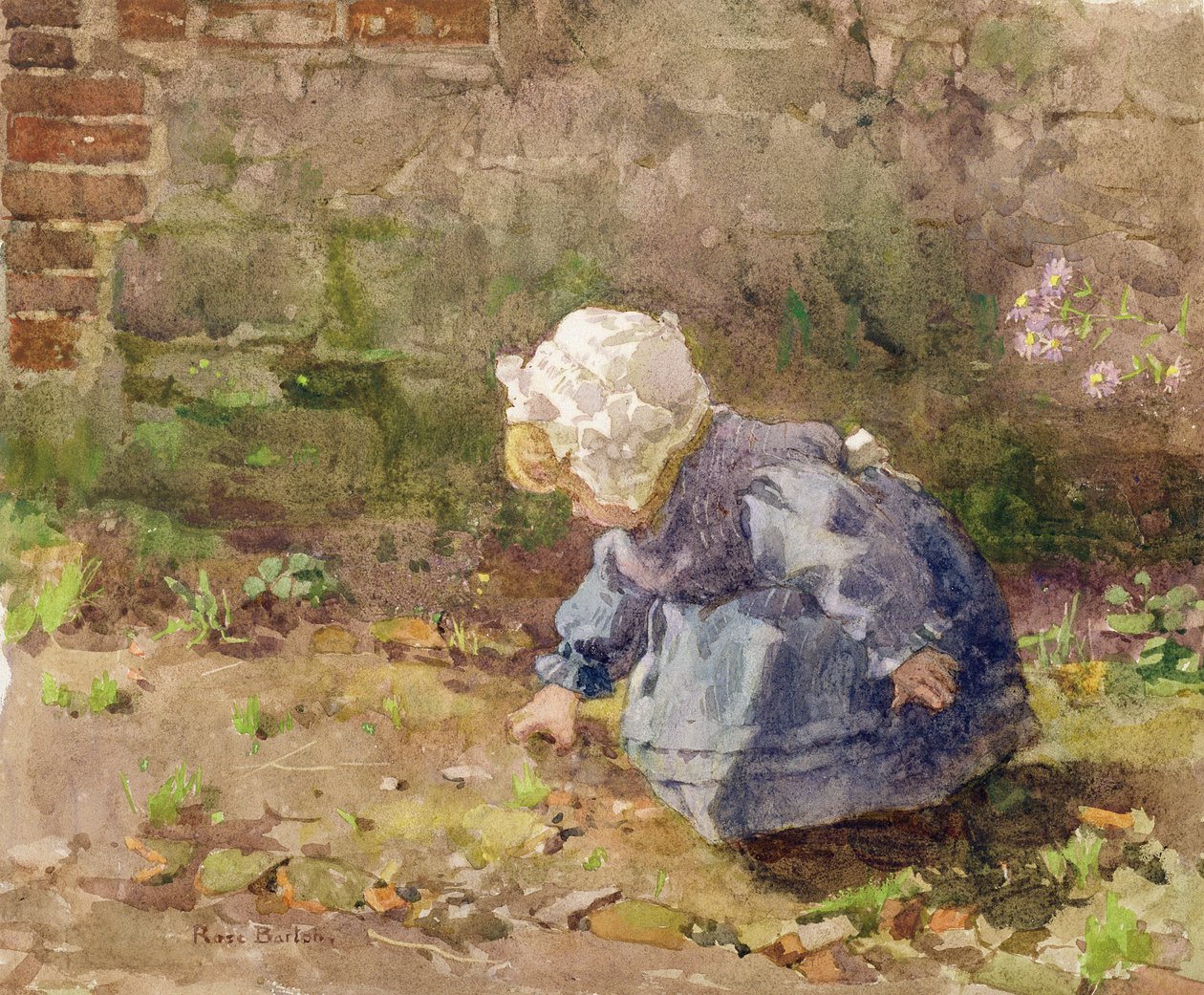 Dítě s bílou čepicí od Rose Maynard Barton