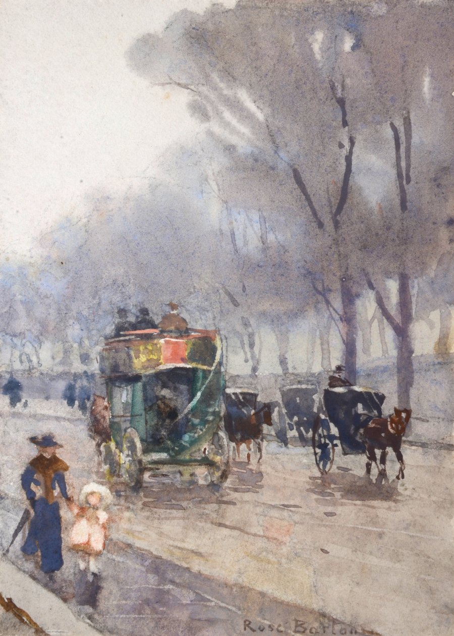 Park Lane s Omnibusem (akvarel) od Rose Maynard Barton