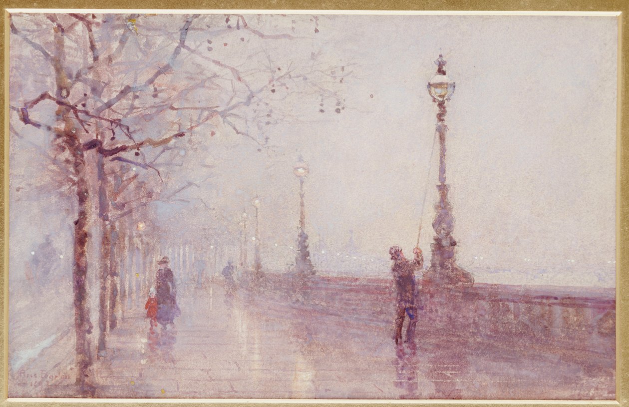 Poslední lampa, nábřeží Temže, 1892 od Rose Maynard Barton