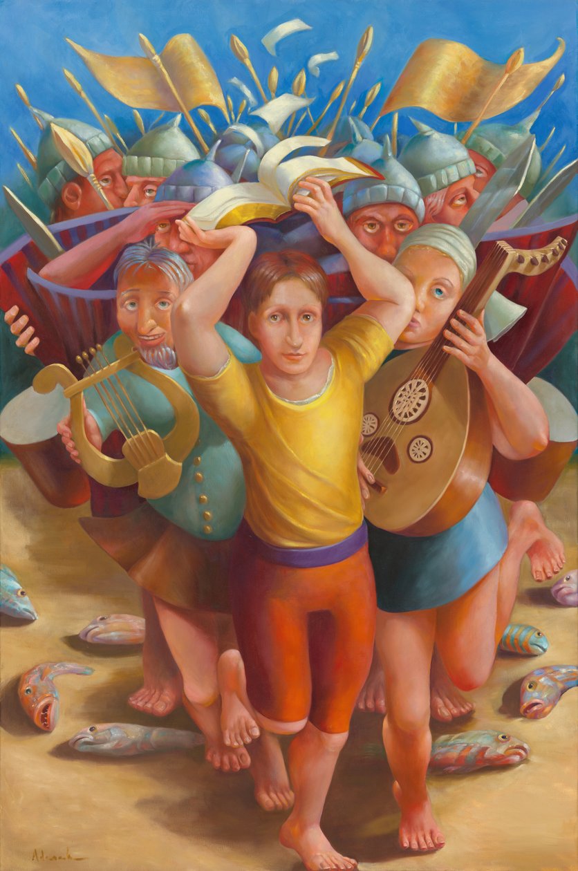 Přechod přes Jordán, 2011 (olej na plátně) od Rosemarie Adcock