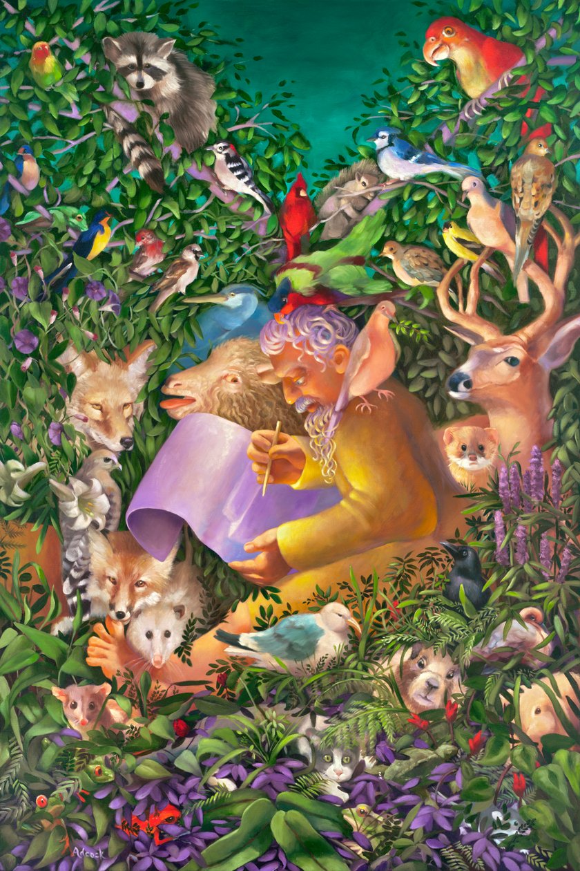 Noe a zvířata před velkou potopou, 2004 (olej na plátně) od Rosemarie Adcock