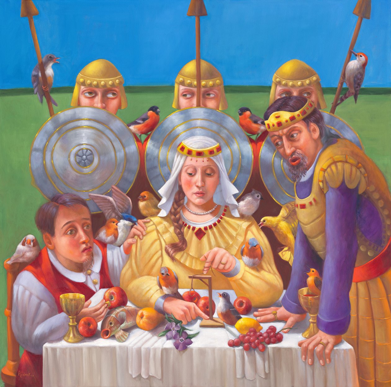 Druhá Esterina hostina, 2023 (olej na plátně) od Rosemarie Adcock