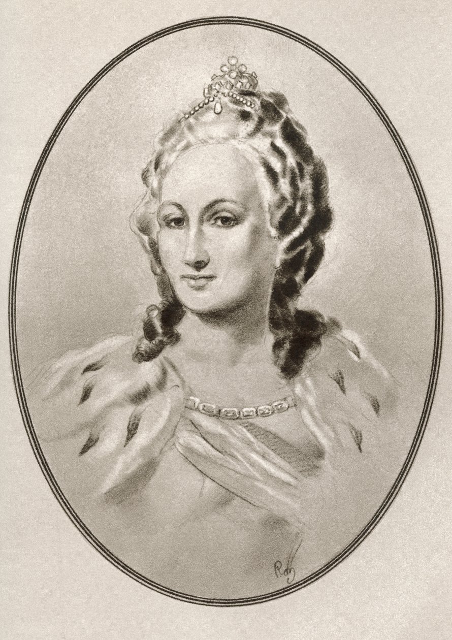 Kateřina II, z Živé biografie slavných panovníků. od Ross Gordon